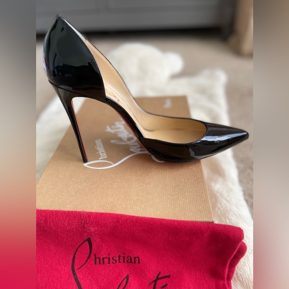 Christian Louboutin Iriza Pointy Toe Half d’Orsay Pump 100mm - Black Patent 41EU - Picture 8 of 12